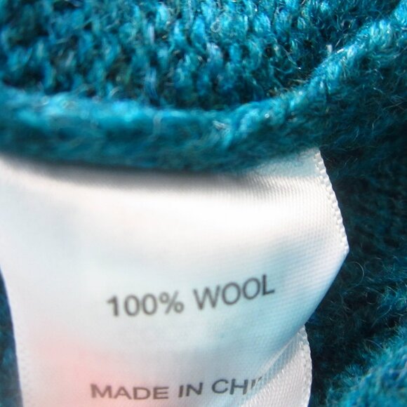 New Appleseeds Womens S Heather Teal Blue Purple Wool Long Sleeve Cable Cardigan - Picture 8 of 10